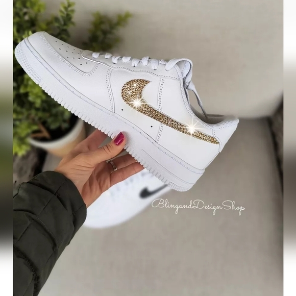 Bling Nike Air Force 1 Low Sneakers Customized with Swarovski Crystals Custom - Picture 2 of 10